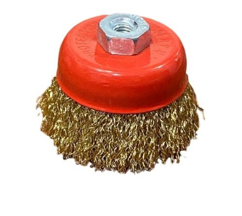 2 Inches Color Coated Brass And Plastic Twist Cup Brush For Removal Dust