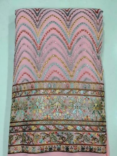 25x60m Shiny Plain Blooming Heavy Georgette Unstitched Embroidered Fabrics For Garments