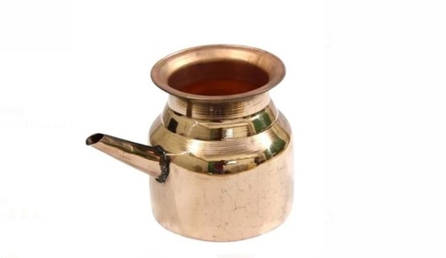 पूजा और दैनिक उपयोग के लिए मेटल 500 Ml गोल्डन पॉलिश 100% कॉपर लोटा