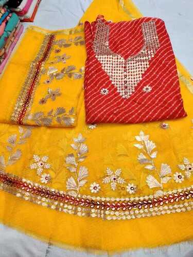 Attractive Pattern Cotton Embroidered Saree For Party Wear