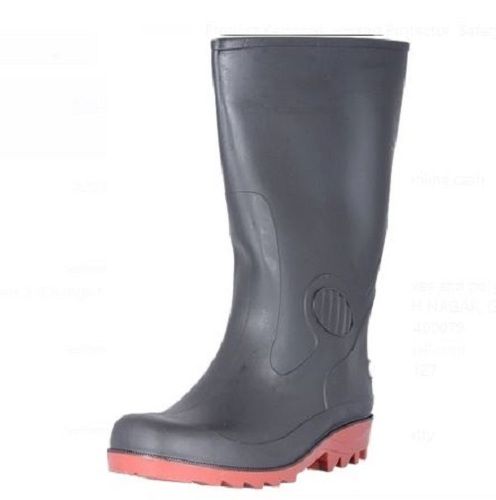 Black Color Pvc Sole Steel Toe Safety Gumboot Heel Size: Na