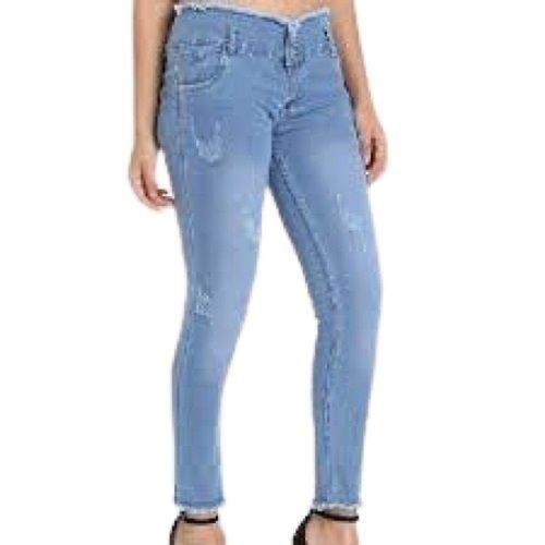 Blue Fancy Trendy Plain Casual Wear Slim Fit Stylish Denim Jeans For Women