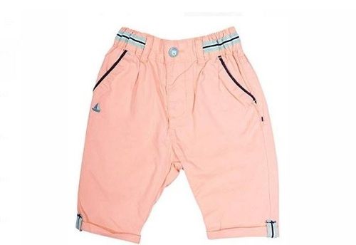 Pink Plain Double Pocket Kids Cotton Capri 