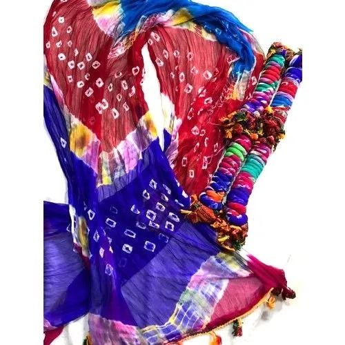 Ladies Casual Wear Light Weight Printed Multicolour Chiffon Bandhani Dupatta