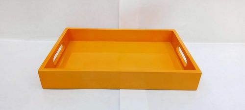 Yellow Rectangular Mdf Serving Tray For Home And Hotel