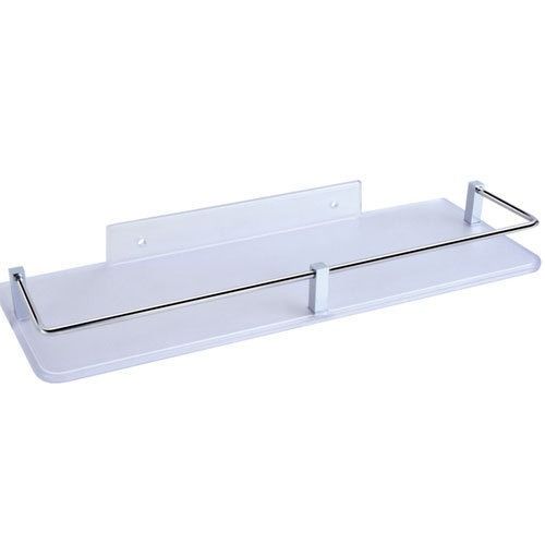 White 12 X 5 Inches Rectangular Wall Mounted Bathroom Wall Shelf