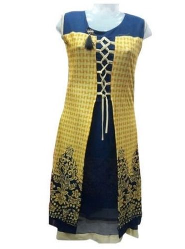 42 Inches Comfortable And Short Sleeves Daily Wear Georgette Kurti For Ladies Decoration Material: Laces