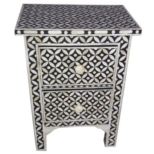 44 X 30 X 60 Cm Antique Finish Printed Wooden Bedside Tables