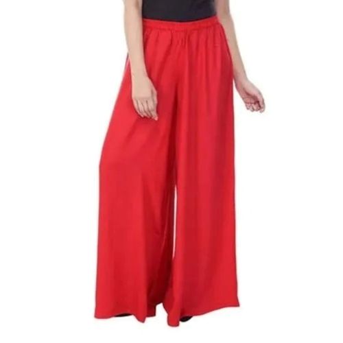 46-50 Inches Washable Plain Dyed Comfortable Rayon Palazzo For Ladies