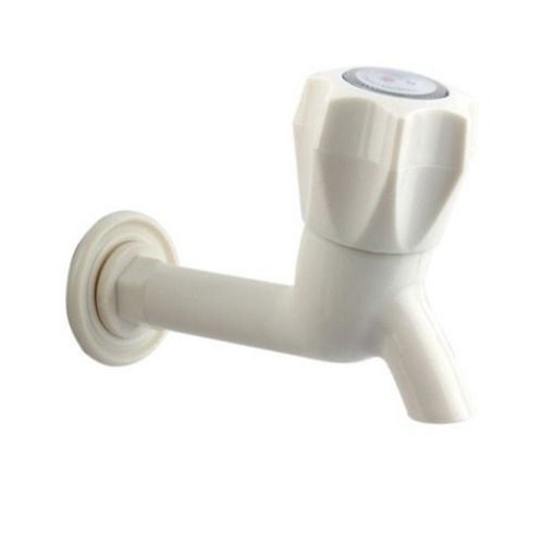 White 7 Inches Glossy Finish Male Connection Polyvinyl Chloride Plastic Water Tap 