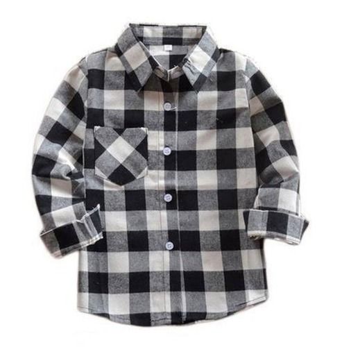 Full Sleeves Spread Collar Summer And Casual Wear Soft Cotton Checked Shirt For Kids