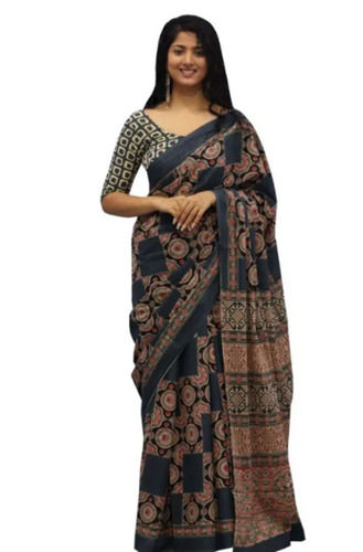 Multi Color Light Weight Summer And Casual Wear Zari Work Printed Cotton Saree