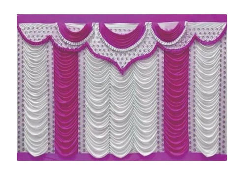 White And Pink 10.2X15.1 Foot Silk Frilled Modern Design Shrink Resistant Designer Curtains 