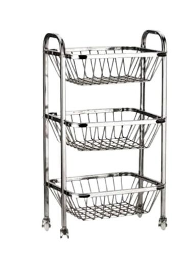 2.2x1.5 Foot 1.2 Kilogram Polished Finished Stainless Steel Vegetable Rack Trolley 