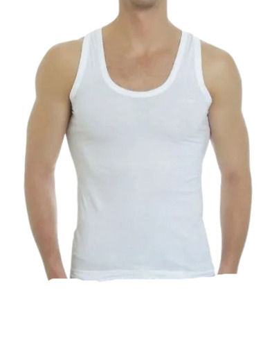 White 22-26 Inches Sleeveless Plain Dyed Breathable Comfortable Cotton Vest For Men