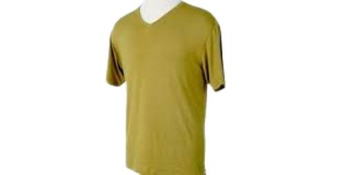 Men Breathable Plain Brown V Neck Short Sleeves Bamboo T Shirts Gender: Male