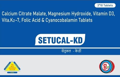  Setucal-Kd कैल्शियम और विटामिन टैबलेट, 3X10 टैबलेट शेल्फ लाइफ: 18 महीने 