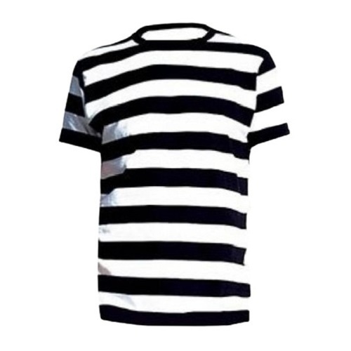 Striped Stylish Fancy Half Sleeve Round Neck Cotton T Shirts For Men - Cotton Material, Available in Sizes S, M, L, XL, Black and White Color, Short Sleeves, Modern Look
