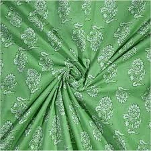 Green With White Washable 40 Inch Width Cotton Floral Print Fabric