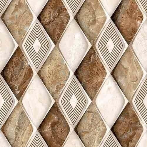 Brown 12X12 Inch Square Heat Insulation Printed Polish Finished Ceramic Wall Tiles