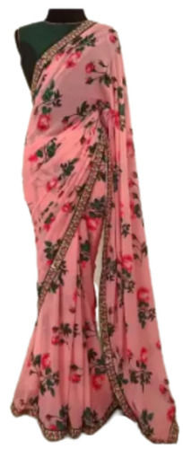 Multi 5.5 Meter Casual Wear Floral Printed Bollywood Georgette Saree