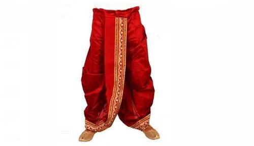 Customized Plain Red Color Silk Dhoti For Mens Age Group: Na