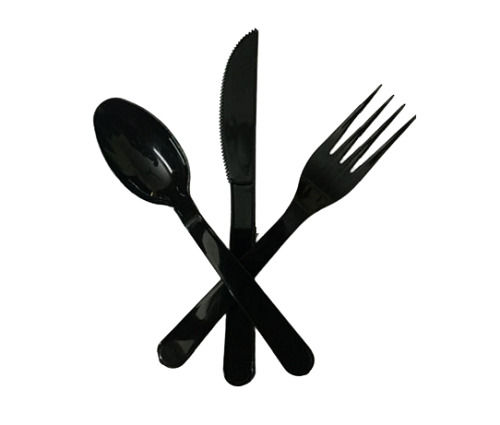 Black Glossy Finish Plain Plastic Cutlery Set For Kitchen