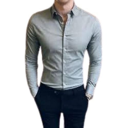 Men Breathable Grey Full Sleeves Formal Wear Polyester Shirt Age Group: Above 18