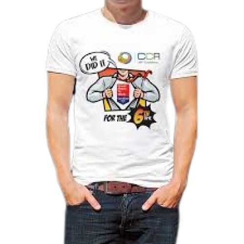 Cotton Men O Neck Black With White Printed Cartoon T Shirt