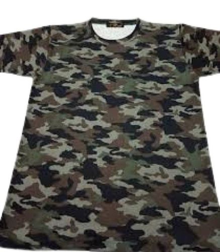 Men Printed O Neck Short Sleeve Black Army T Shirts