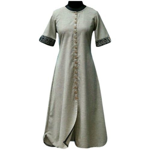 Plain Breathable Washable Short Sleeve Casual Wear Cotton Kurti For Women