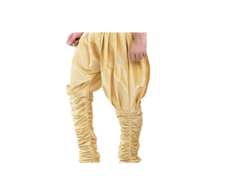 Golden Plain Dupion Silk Party Wear Pyjama For Mens