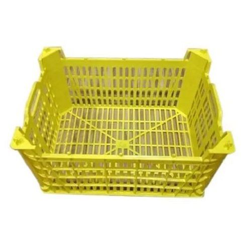 Yellow Rectangular Shape Color Coated Open Plastic Vegetable Crate