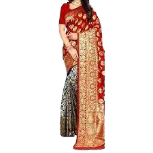 Red With Black Printed Party Wear Art Silk Saree