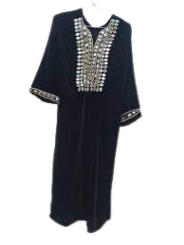 Black Simple Breathable Washable 3/4Th Sleeve Party Wear Fancy Kurti For Women