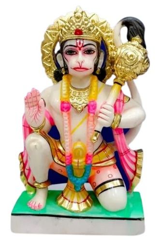 Durable Easy To Clean And Painted Coated Handmade Marble Hanuman Statue