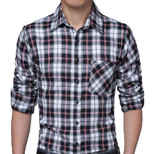 White Men Full Sleeves Cotton Check Shirt For Casual Wear