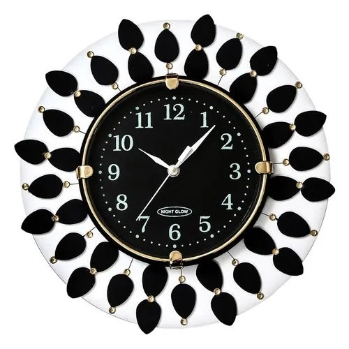 काली 30X30 सेंटीमीटर पोलिश फिनिश्ड एनालॉग प्लास्टिक और ग्लास डेकोरेटिव वॉल क्लॉक