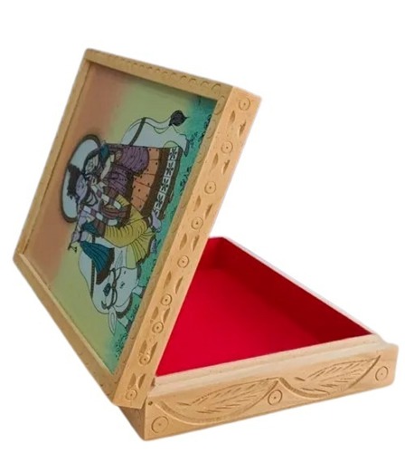 हैंडमेड पॉलिश फिनिश्ड और प्रिंटेड सॉलिड वुड हैंडक्राफ्टेड ज्वेलरी बॉक्स