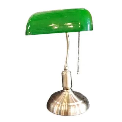 Green And Golden 40 W European Style Energy Saver Round Metal Table Lamp For Use