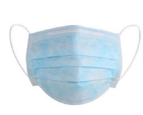 Sky Blue Breathable And Soft Plain Rectangular Non Woven Surgical Mask 