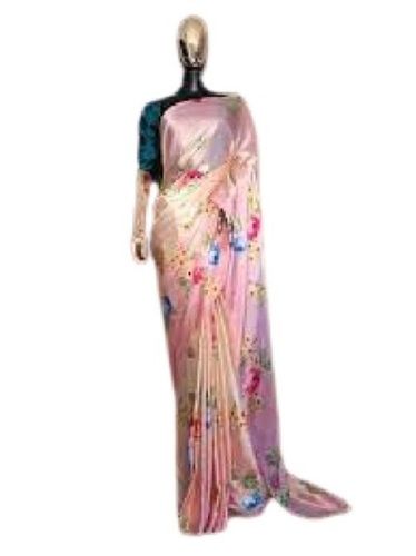 Spring Casual Wear Ladies Printed Pink Silk Saree