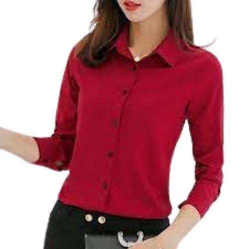 Ladies Plain Maroon Full Sleeve Formal Wear Cotton Shirts