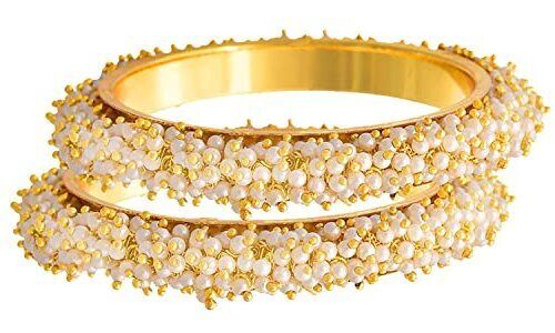 Traditional Pearl Indian Regional Polished Designer Bangles, Weight 45 Gram Diameter: 2.2 Inch (In)