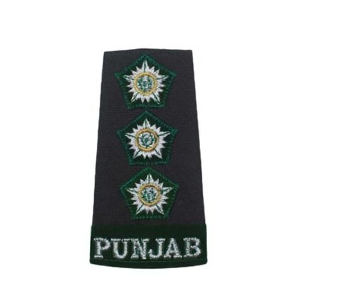 Multicolor 3.8 Inches Rectangular Cotton Embroidered Punjab Army Rank Badge 