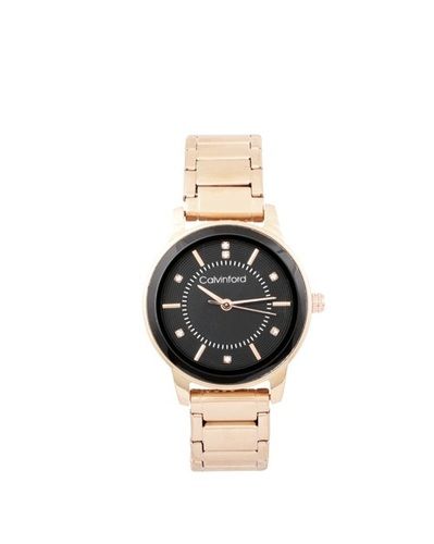 Acrylic Black And Rose Gold Women Wrist Watch