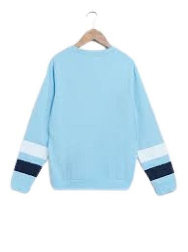 Boys Plain Round Neck Long Sleeve Sky Blue T Shirt