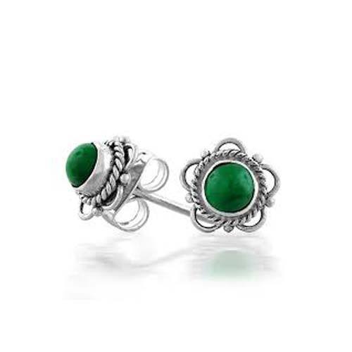 Green Stone Silver Antique Earrings With Weight 10 gm