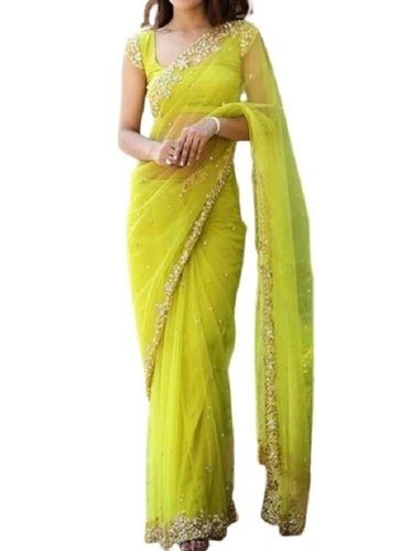 Rainy Ladies Embroidered Designer Light Green Net Fancy Sarees