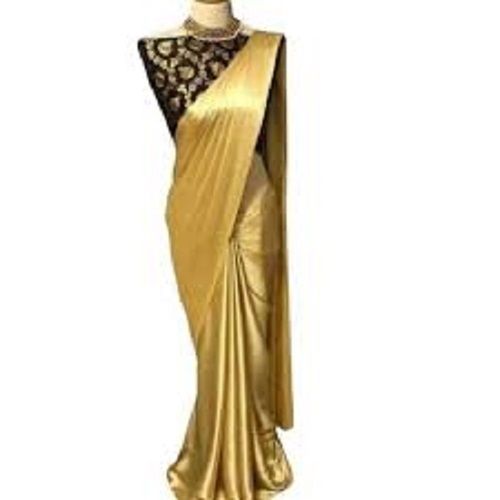 Buy online Gold Satin Plain Saree With Blouse from ethnic wear for Women by  Shavya for ₹1000 at 77% off | 2024 Limeroad.com